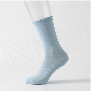 Chaussettes ras du cou bleu clair, couleur unie, tricotées, respirantes, pour adultes, usage décontracté - Product Image 3