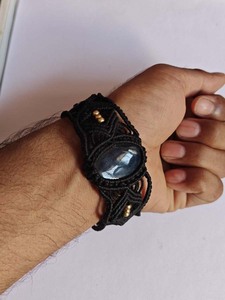 Handmade Black Macrame <b>Gemstone</b> <b>Bracelet</b> Adjustable Boho Healing Ethnic Statement Jewelry Wholesale - Product Image 1
