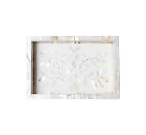 Plateau de service et de rangement de luxe en nacre irisée, mosaïque artisanale de coquillages, organisateur haut de gamme pour la décoration intérieure et la salle à manger - Product Image 2