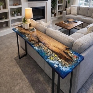 Mesa de Comedor de Resina Epoxi Oceánica de Lujo, Mesa de Resina Azul Río Hecha a Mano, Muebles Modernos de Resina para Decoración del Hogar y Restaurantes - Product Image 2