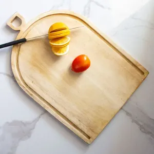 Planche à découper artisanale en bois de manguier brun, épaisse et solide, pour la cuisine à domicile et en hôtel, planche de préparation alimentaire en gros - Product Image 1
