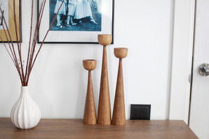 Ensemble de 3 chandeliers en bois, style scandinave, rustique primitif, porte-bougies de style japonais, supports de bougies en bois naturel - Product Image 6