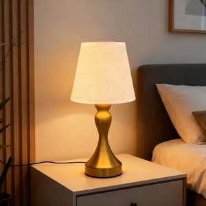Vintage Metal <b>Table</b> <b>Lamp</b> with Fabric Shade-Bedside Night Light & Desk <b>Lamp</b> for Home Decoration Bedroom Hotel <b>Study</b> - Product Image 4