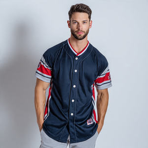 Camisetas de béisbol estampadas de manga corta de alta calidad. Camisa de béisbol ligera con botones para hombre. - Product Image 1