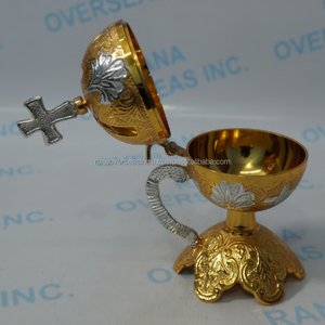 Premium Brass Incense Burner with <b>Cross</b> <b>Top</b> Church Incense Holder for Worship Ceremonies Sacred Decor Hand-made Indian Style - Product Image 2