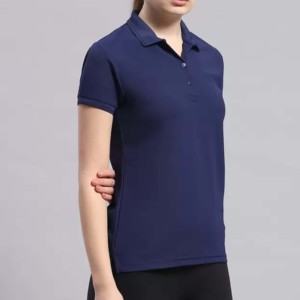 Camiseta de Mujer Azul Marino 100% Algodón Jersey de Manga Corta Transpirable Ecológica de Color Sólido para Uso Casual - Product Image 1