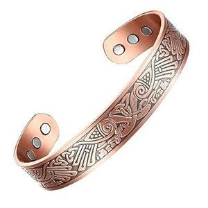 <b>Copper</b> Cuff <b>Bracelet</b> Manufacturer Supplier Factory Wholesale Gold Plated Vintage Magnet Stone Wedding Unisex - Product Image 4