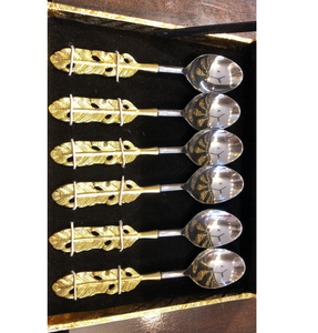 Brass Cutlery Spoon 27 Pieces Eco-Friendly Royal Style for Weddings Brass Spoon Gifts Packing <b>Red</b> <b>Box</b> - Product Image 4