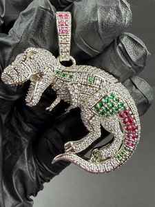 Colgante de Dinosaurio de Moissanita Multicolor con Diseño de Animal para Fiesta Hip Hop, Joyería Fina de Plata 925, Colgantes y Dijes - Product Image 2