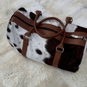 Sac de voyage en cuir de vachette, style personnalisé, sac de voyage en toile - Product Image 4