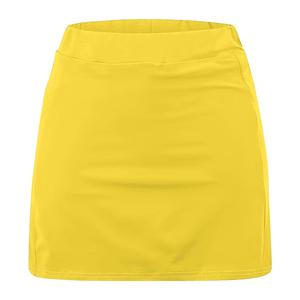 Jupe de sport asymétrique en polyester respirant à taille élastique pour femme, coupe trapèze, couleur unie, longueur mini, avec short intégré, idéale pour l'été - Product Image 2