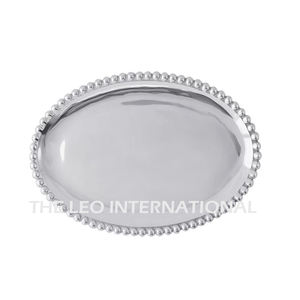 Bandeja Decorativa Geométrica para Buffet, Bandeja Ovalada de Metal con Espejo y Asa Dorada para Servir con Estilo Creativo - Product Image 4