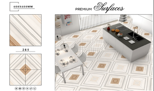 กระเบื้องปูพื้นภายในบ้านขนาด 600x600 มม. รุ่นใหม่ เคลือบเงา หนา 8 มม. ขายส่งสำหรับตกแต่งบ้าน วิลล่า อพาร์ทเมนท์ และห้องต่างๆ - Product Image 2