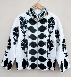 Jacket Women's Outdoor Winter Autumn Floral Design Handmade Cotton Duck Suzani Embroidered Eco-Friendly - Product Image 5
