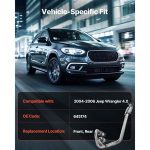 Set di 2 Convertitori Catalitici in Acciaio Inox Compatibili con Jeep Wrangler 4.0L L6 2004-2006, Sostituzione Anteriore e Posteriore OE 645174 - Product Image 2