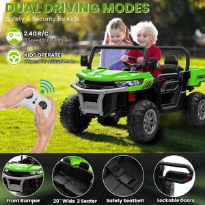 Camion à benne basculante 24V, voiture électrique UTV pour enfants 2 places avec télécommande 2.4G, 4 roues, éclairage LED, 24 volts - Product Image 3
