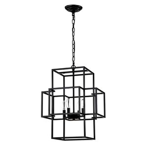 Lampadario a Sospensione Industriale Stile Fattoria con 4 Luci Regolabili in Altezza, Lanterna in Metallo per Sala da Pranzo - Product Image 1
