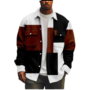 Veste en laine décontractée pour homme de style vintage américain, col montant, tendance hivernale, poches cargo, streetwear, chasse, haute rue - Product Image 1