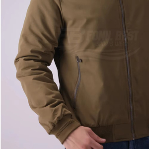 High Quality Slim Polyester/Cotton Flight Bomber <b>Jacket</b> Men Stand Front Embroidered Quilted <b>Lined</b> Winter Varsity Custom - Product Image 6