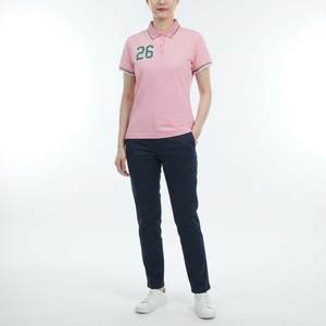 Custom Women's Premium <b>Pink</b> <b>Polo</b> <b>Shirt</b> for Sorority with Front Greek Letter Embroidery Classic Short Sleeve Casual Unisex - Product Image 3