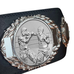 Cinturón de Campeonato de Boxeo Plateado con Diseño de Luchador y Detalles de Laurel, Cinturón de Título Personalizable, Edición Premium de Colección - Product Image 2