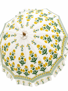 Parapluie artisanal imprimé au bloc, motif floral traditionnel indien, pour décoration de mariages et événements, vente en gros, OEM - Product Image 1