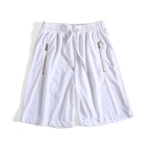 Shorts Bermuda en velours noir pour homme, en coton uni, avec poches zippées, taille élastique, style athlétique - Product Image 2