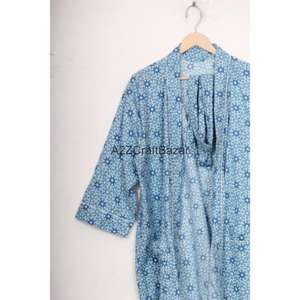 Kimono Hecho a Mano 100% Algodón con Estampado Floral, Ligero, para Verano, Spa, Baño, Informal, Romántico, Largo, para Dormir, Playa, Bikini - Product Image 2