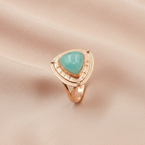 Vintage Amazonite Teardrop <b>Ring</b> for Women 925 Sterling Silver Rose Gold Plated Boho Gemstone Adjustable Handmade <b>Statement</b> <b>Ring</b> - Product Image 3