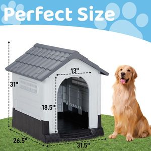 33-Inch Large Plastic Dog House with Air Vents & Elevated Floor Indoor Outdoor Insulated Pet House Water Resistant Furniture - Product Image 3