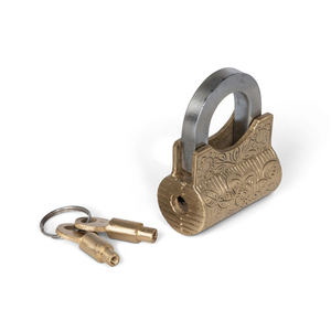 Decorative Solid Brass <b>Padlock</b> Vintage Style Engraved Lock with Keys Heavy Duty Traditional Metal Security Lock for Home Office - Product Image 3