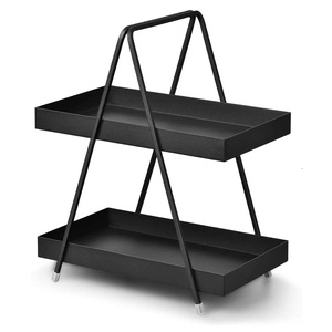 Soportes de metal galvanizado de 2 niveles de alta tendencia para tartas de boda, bandejas de metal, platos de postre para fiestas de té, bodas y cumpleaños - Product Image 1