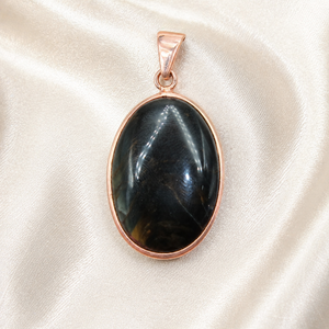 <b>Unique</b> Stone Blue Tiger Eye Oval Pendant 925 Silver Natural Gemstone Cabochon Spiritual Jewelry Rose Gold Yellow Gold Plated <b>her</b> - Product Image 3