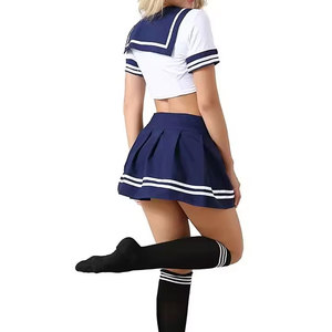 Uniforme de pom-pom girl sans manches, col rond, mini crop top, meilleur prix professionnel. - Product Image 2