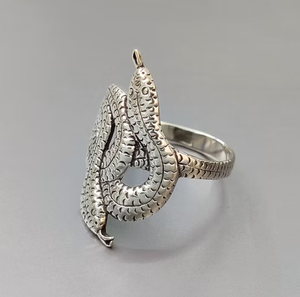 Anillo de Cóctel de Plata de Ley 925 con Diseño de Serpiente Vintage, Anillo Unisex con Patrón Animal, Joyería Fina para Regalo - Product Image 3