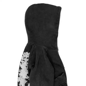 Vente en gros 100% coton lavé à l'acide hommes sweat à capuche zippé Vintage nouveau Design recadrée brodé vêtements d'hiver - Product Image 4