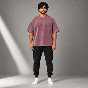 Maßgefertigtes Schwergewichtiges Baumwoll-T-Shirt für Herren Übergroß Gewaschen Distressed Saum Drop-Shoulder Rundhals Entspannter Streetwear-Schnitt Täglicher Stil - Product Image 4