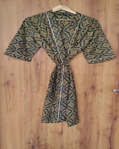 Meilleure Vente : Robe Kimono en Coton Imprimé Floral Façonné à la Main, Respirante, à Manches Longues, pour Nuit et Plage (Cache-Maillot Femme) - Product Image 1
