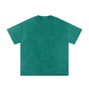 เสื้อยืดคอกลมแขนสั้นทรงโอเวอร์ไซส์สำหรับผู้ชาย ผ้าฝ้าย 100% สีพื้น ย้อมสีแบบเรียบง่าย สวมใส่สบาย ทรงพอดีตัว สีพื้น ล้างสีแบบแอซิดวอช - Product Image 2