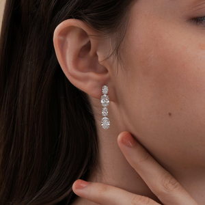 Élégantes boucles d'oreilles pendantes ovales en diamant de laboratoire, 5,95 carats de poids total, diamants certifiés, bijoux de mariage, boucles d'oreilles de déclaration - Product Image 2