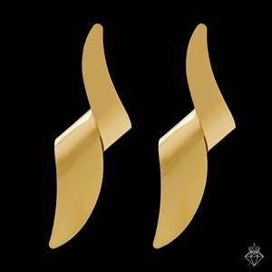 PRAO Oversize Glam Pendientes doblados chapados en oro Accesorio de moda antideslustre - Product Image 2