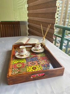 ถาดไม้เคลือบเรซิ่นพิมพ์ลายเคลือบเงาสำหรับเสิร์ฟขนมหวานและเค้ก  อุปกรณ์ตกแต่งเค้ก - Product Image 5