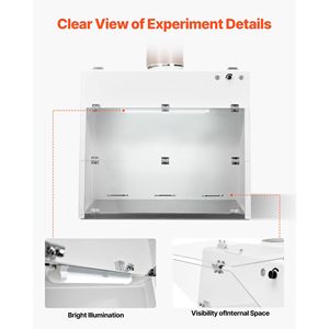 Cappa aspirante in acciaio e PP con luce LED, pre-filtro G1, area di lavoro 19.69 x 41.54 x 27.56 pollici, attrezzatura di scarico per laboratori - Product Image 5