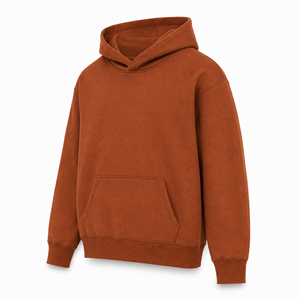 Custom for <b>Orange</b> <b>Men's</b> Heavyweight Pullover Hoodie Pocket Breathable Stringless Drop Shoulder Cotton Fleece Streetwear OEM ODM - Product Image 3