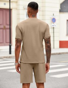 Custom Logo Men's Breathable Knitted Zip Front <b>Collar</b> <b>T</b>-<b>Shirt</b> Short Pant Casual Summer Sportswear Fitness Gym Training Wholesale - Product Image 3