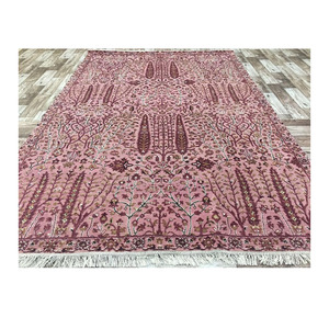 Alfombra de Lana Suave con Diseño Tradicional Rojo, Hecha a Mano, para Dormitorio o Sala de Estar, Acabado Elegante - Product Image 1