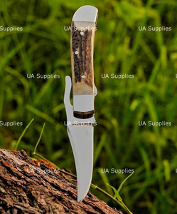 UA Supplies Custom Handmade 440C Stainless Steel High Quality Hunting Industrial Grade Liner <b>Lock</b> Folding Pocket Knife Stag Horn - Product Image 4