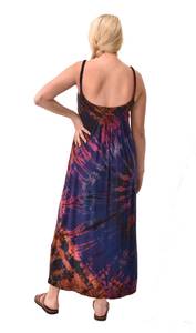 Vestido Maxi Bohemio Tie Dye Pintado a Mano, Rayón y Spandex, Ropa para Festivales - Product Image 6