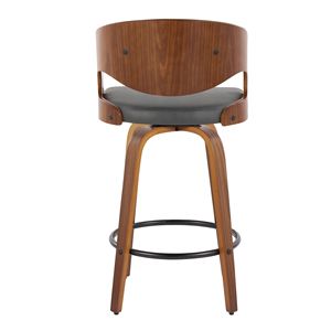 Pino 26 \ "Set moderno sgabello da Bar a altezza fissa in legno di noce 2 sgabelli da Bar in ecopelle in metallo nero - Product Image 5