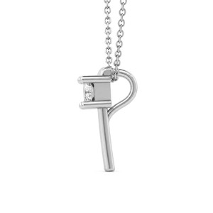 Collar con Colgante de Letra T Personalizado en Oro de 10k, Letra Inicial con Diamante Cultivado en Laboratorio de Corte Minimalista, Unisex, Clásico, 1/5 Ct. Tw. - Product Image 3